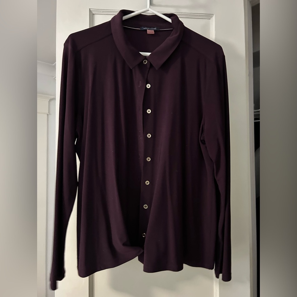 Women’s Tommy Hilfiger Deep Purple Shirt in luxe feeling floating fabric